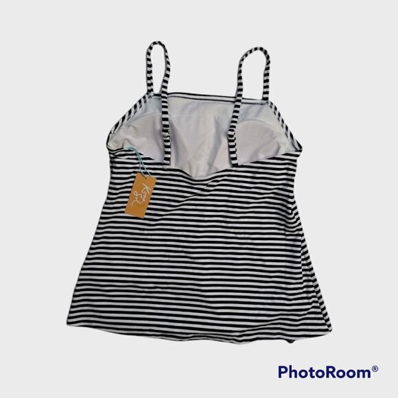 Kona Sol Striped Tankini Top Oxford Blue White Large - Picture 4 of 9